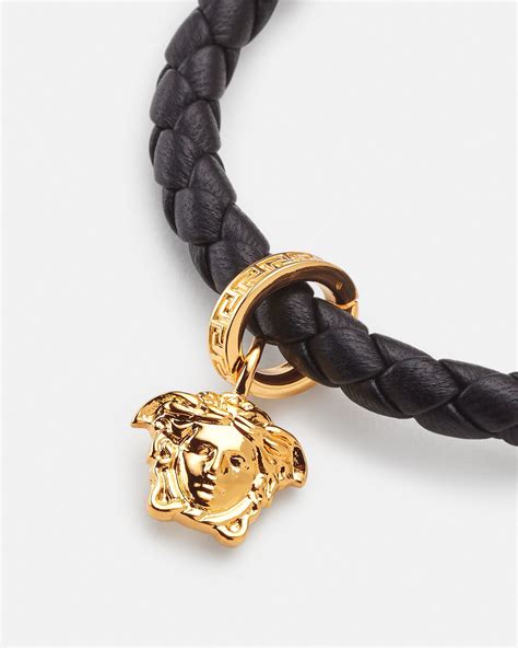 bracelet homme versace|Versace braided leather charm bracelet.